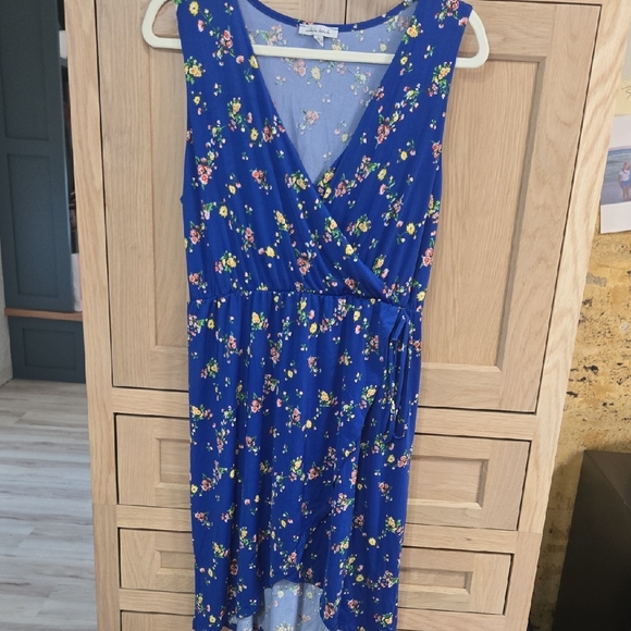 White Birch Floral High Low Dress in Blue - Picture 1 of 5